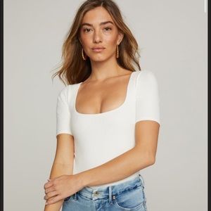 Good American White Short Sleeve Bodysuit
